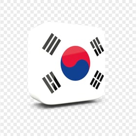 Square 3D South Korea Flag Icon PNG