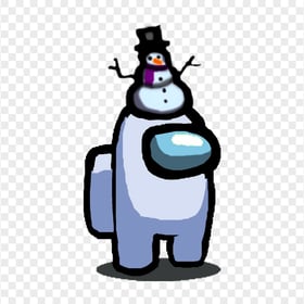 HD Among Us White Crewmate Character With Snowman Hat PNG