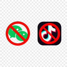 WeChat App And TikTok App Logos Banned Ban Sign