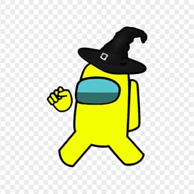 HD Yellow Among Us Crewmate Character With Witch Hat PNG