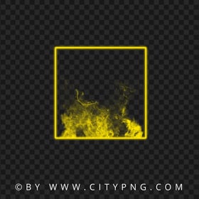 HD Neon Yellow Square Frame With Smoke PNG