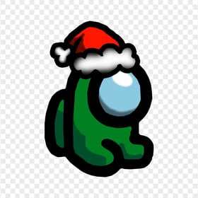 HD Green Among Us Mini Crewmate Character Baby Santa Hat PNG