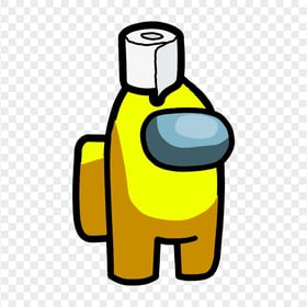 HD Yellow Among Us Crewmate Character With Toilet Paper Hat PNG