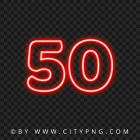 50 Text Number Red Neon Light HD PNG