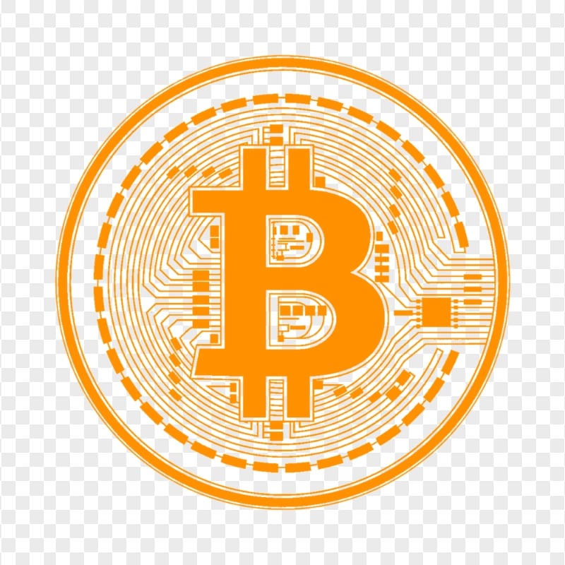 HD Orange Bitcoin Crypto Blockchain Coin Icon PNG
