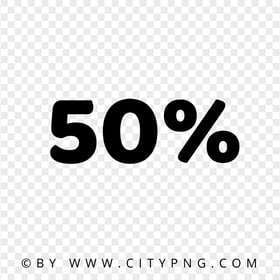 HD Black 50% Percent Text Number Transparent PNG