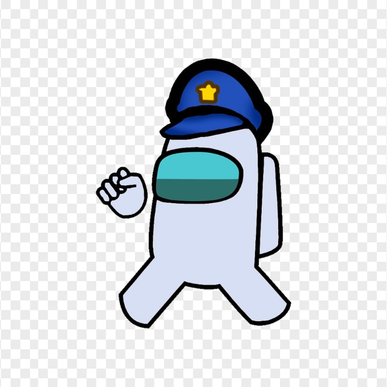 HD White Among Us Character With Police Hat PNG