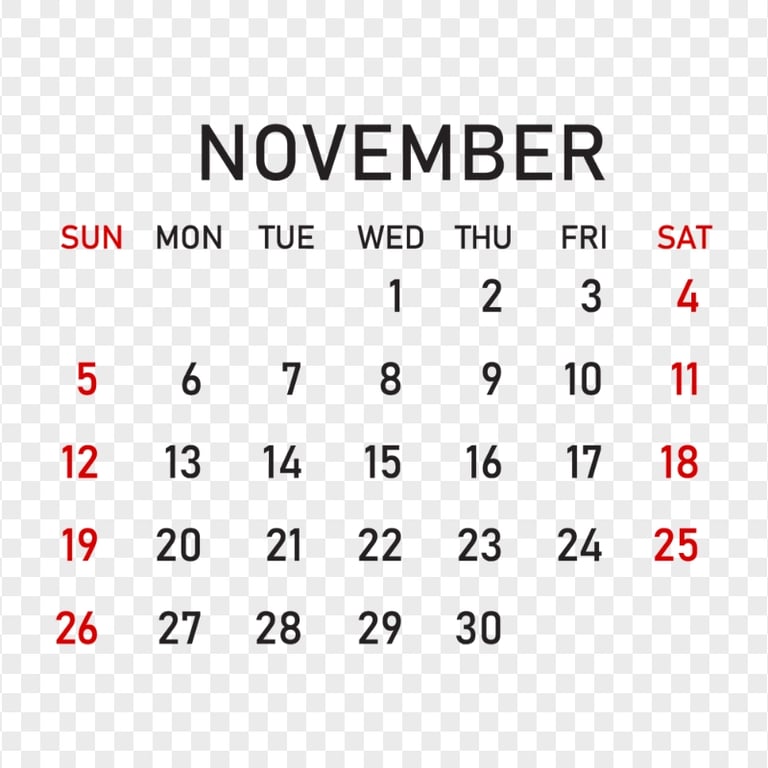 2023 November Calendar PNG IMG