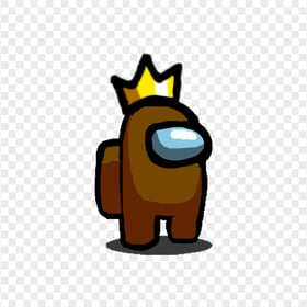 HD Among Us Brown Crewmate Character With Crown Hat PNG