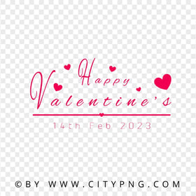 Happy Valentine's 14 February Pink Text Vector Design PNG