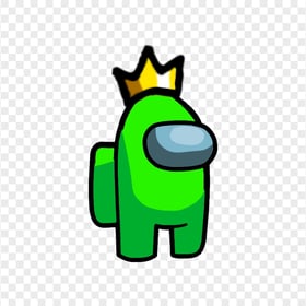 HD Lime Among Us Crewmate Character With Crown Hat On Top PNG