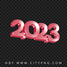 2023 Red Glitter 3D New Year Text Logo PNG