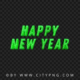 Green Glitter Happy New Year Text Art FREE PNG