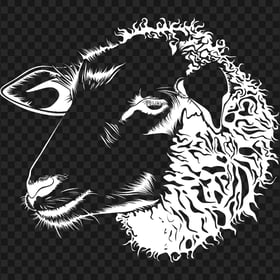 HD White Sheep Face Head Outline Silhouette PNG