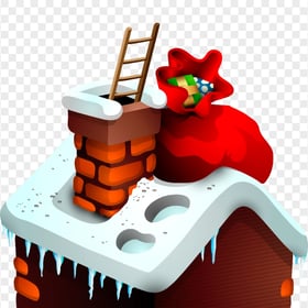 Vector Cartoon Santa Claus In The Chimney HD PNG