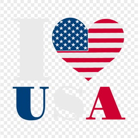 HD I Love USA Text Words Transparent Background