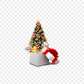 HD Christmas Tree On A Gift Box Illustration PNG