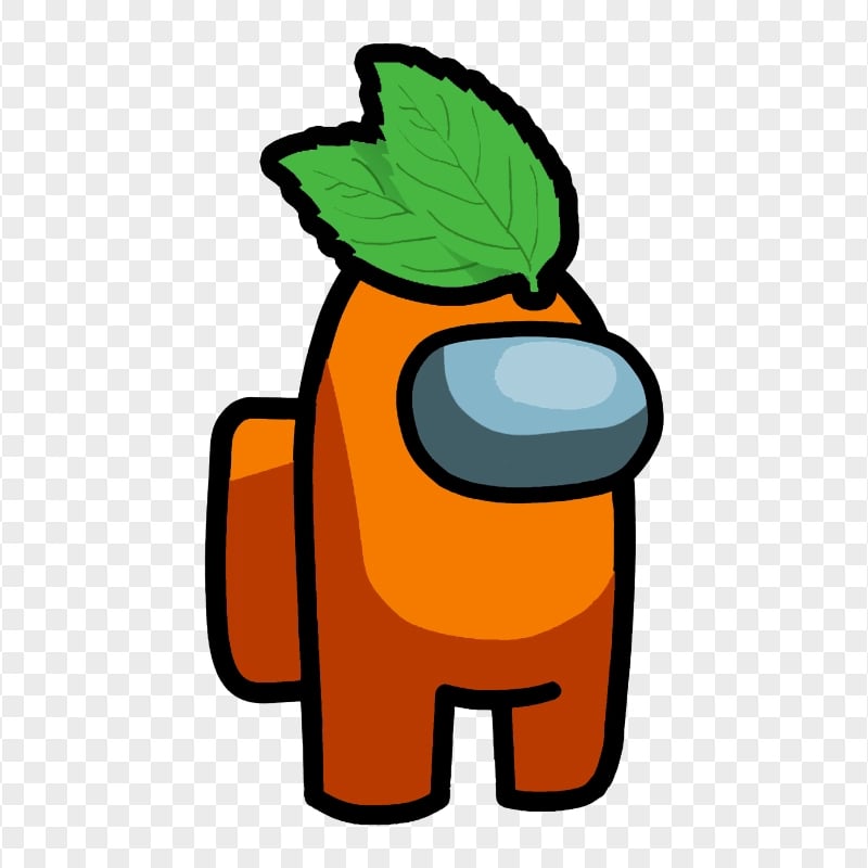 HD Orange Among Us Crewmate Character With Leaf Hat PNG