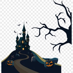 HD Halloween Cartoon Haunted Horror House PNG