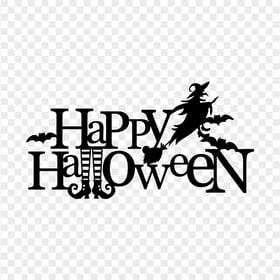 Black Happy Halloween Text Logo FREE PNG