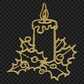 FREE Outline Gold Christmas Candle Design PNG