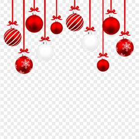 Red And White Christmas Hanging Baubles Balls HD PNG