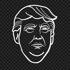 Donald Trump White Outline Drawing Face Head