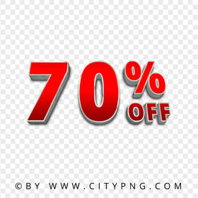 Red 70 Percent OFF 3D Text Sign Logo Image PNG