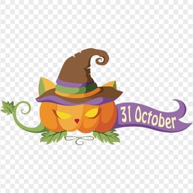 Halloween Cartoon Pumpkin With Witch Hat 31October