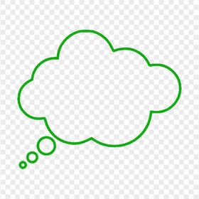 HD Green Outline Thinking Speech Cloud PNG