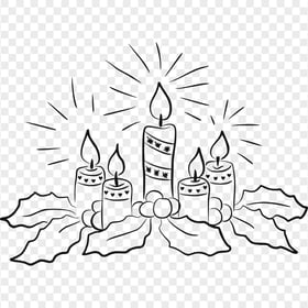 HD Black Drawing Christmas Candles Transparent PNG