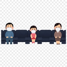 Sit Down Persons Social Distance Cartoon Icon