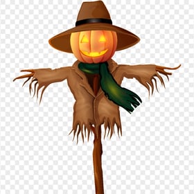 HD Halloween Scarecrow Pumpkin Head Illustration PNG