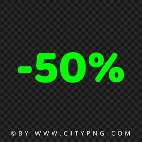 50 Percent Discount Green Text HD PNG