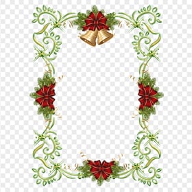 PNG Christmas Frame Decorated With Bows And Bell