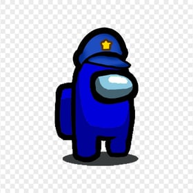 HD Dark Blue Among Us Crewmate Character With Police Hat PNG
