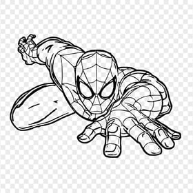 HD Outline Crawling Spider Man Character PNG