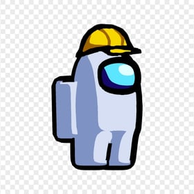 HD White Among Us Character With Hard Hat PNG