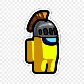 HD Among Us Crewmate Yellow Character With Knight Helmet Stickers PNG