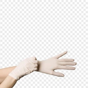 Wearing Medical Gloves Surgical Rubber White