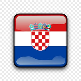 Square Glossy Croatia Flag Icon Button HD PNG