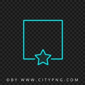 HD Blue Green Neon Frame With Glowing Star PNG