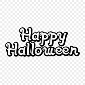 HD Black Outline Happy Halloween Text Logo Transparent PNG