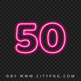 HD 50 Text Number Pink Neon Light Transparent PNG