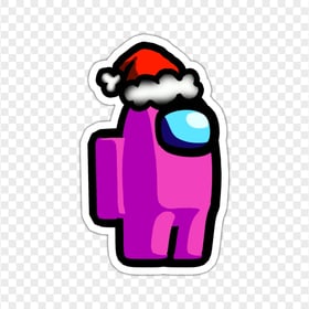 HD Pink Among Us Character Santa Hat Stickers PNG