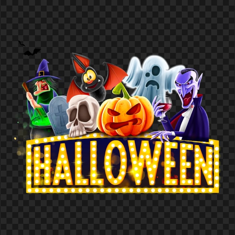 FREE Halloween Logo With Cartoon Characters PNG