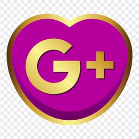 Golden Heart Shape Google Plus Icon