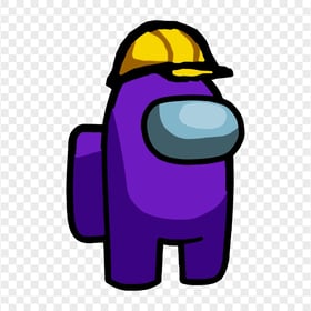 HD Purple Among Us Character With Hard Construction Hat PNG