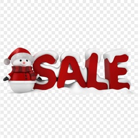 3D Snowman With Snowy Red Sale Word HD PNG