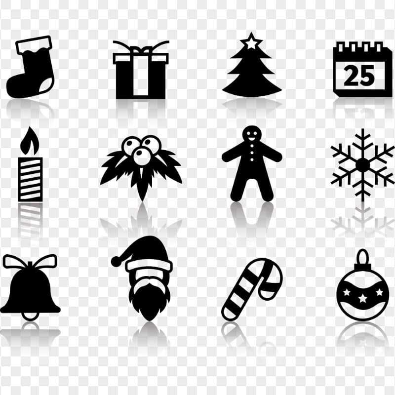 FREE Christmas Black Items Icons PNG